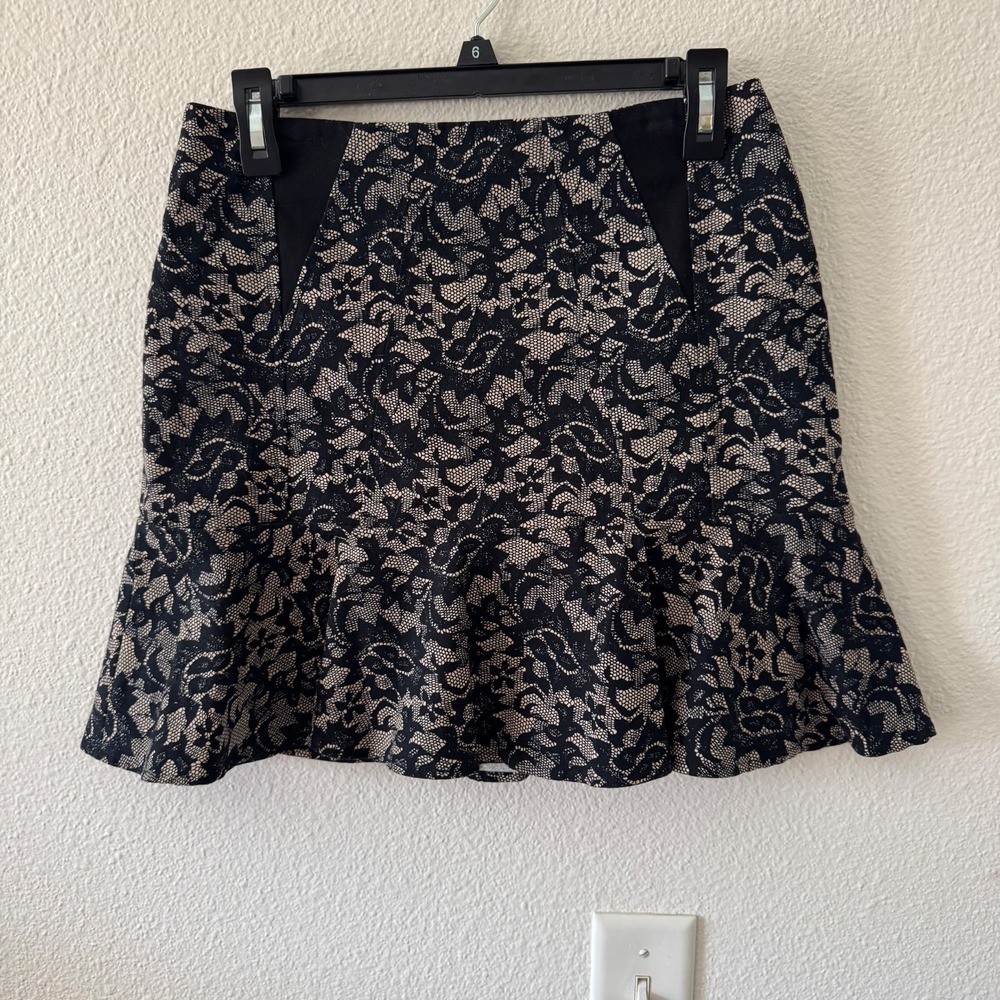 Nicole Miller Artelier Dark Floral Print Skirt 4 Drop Waist Whimsigoth Romantic